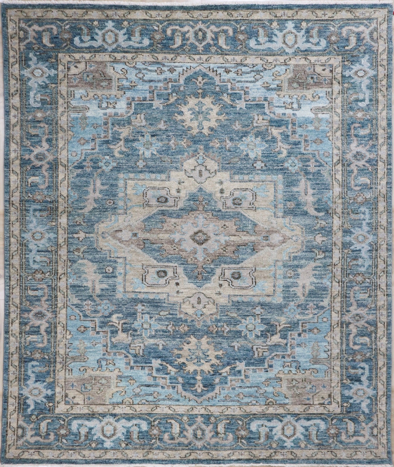 Cala Hand Knotted Wool Area Rug Blue