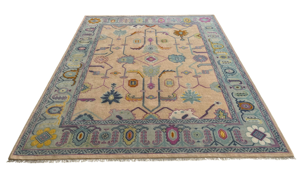 Agra Traditional Oushak Hand Knotted Wool Rug Beige