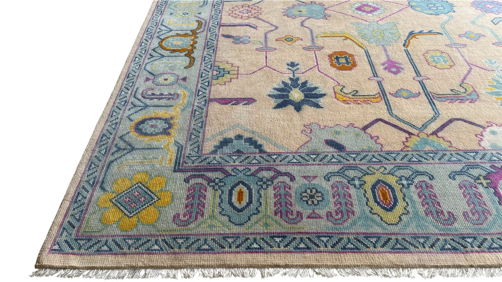 Agra Traditional Oushak Hand Knotted Wool Rug Beige