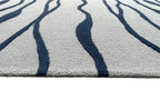 Allover Wave Pattern Wool Rug Grey