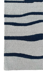 Allover Wave Pattern Wool Rug Grey