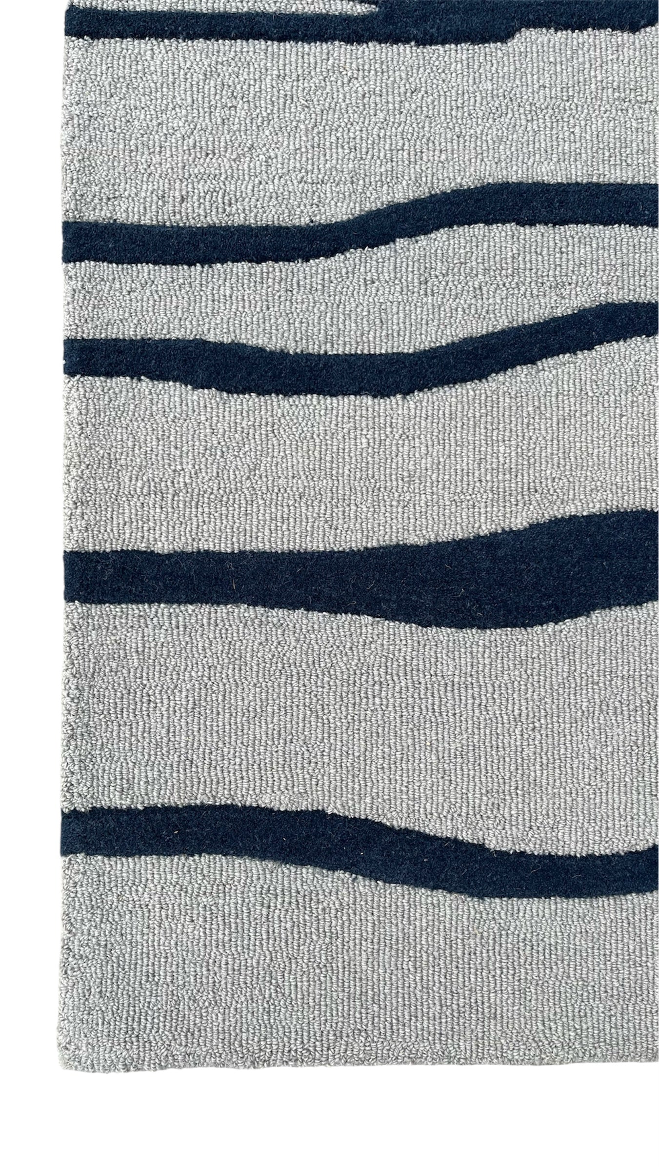 Allover Wave Pattern Wool Rug Grey