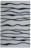 Allover Wave Pattern Wool Rug Grey