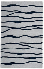 Allover Wave Pattern Wool Rug Grey