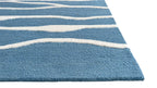 Allover Wave Pattern Wool Rug Light Blue