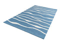 Allover Wave Pattern Wool Rug Light Blue