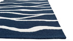 Allover Wave Pattern Wool Rug Navy Blue