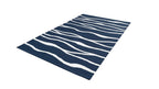 Allover Wave Pattern Wool Rug Navy Blue