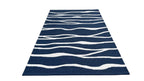 Allover Wave Pattern Wool Rug Navy Blue