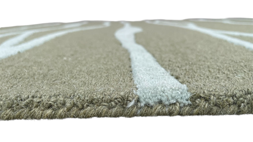 Allover Wave Pattern Wool Rug Oakmoss Green