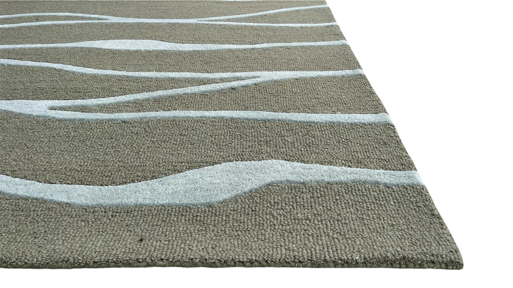 Allover Wave Pattern Wool Rug Oakmoss Green