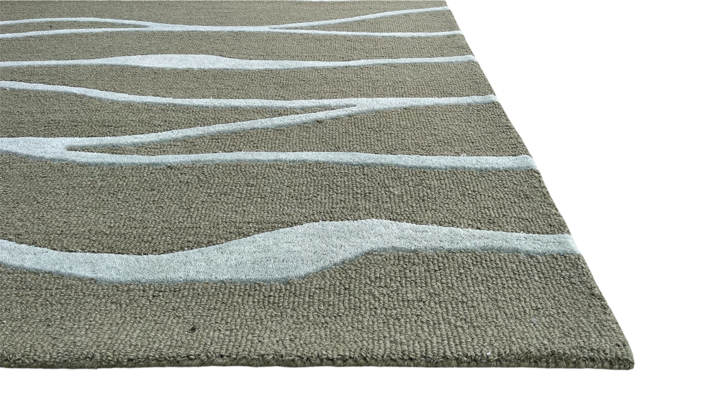Allover Wave Pattern Wool Rug Oakmoss Green
