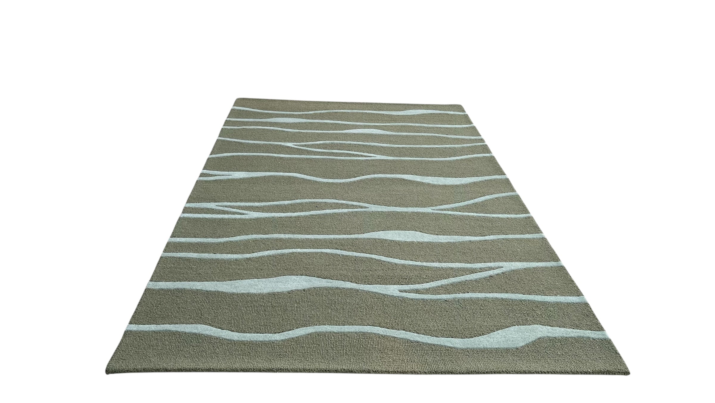 Allover Wave Pattern Wool Rug Oakmoss Green