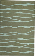 Allover Wave Pattern Wool Rug Oakmoss Green