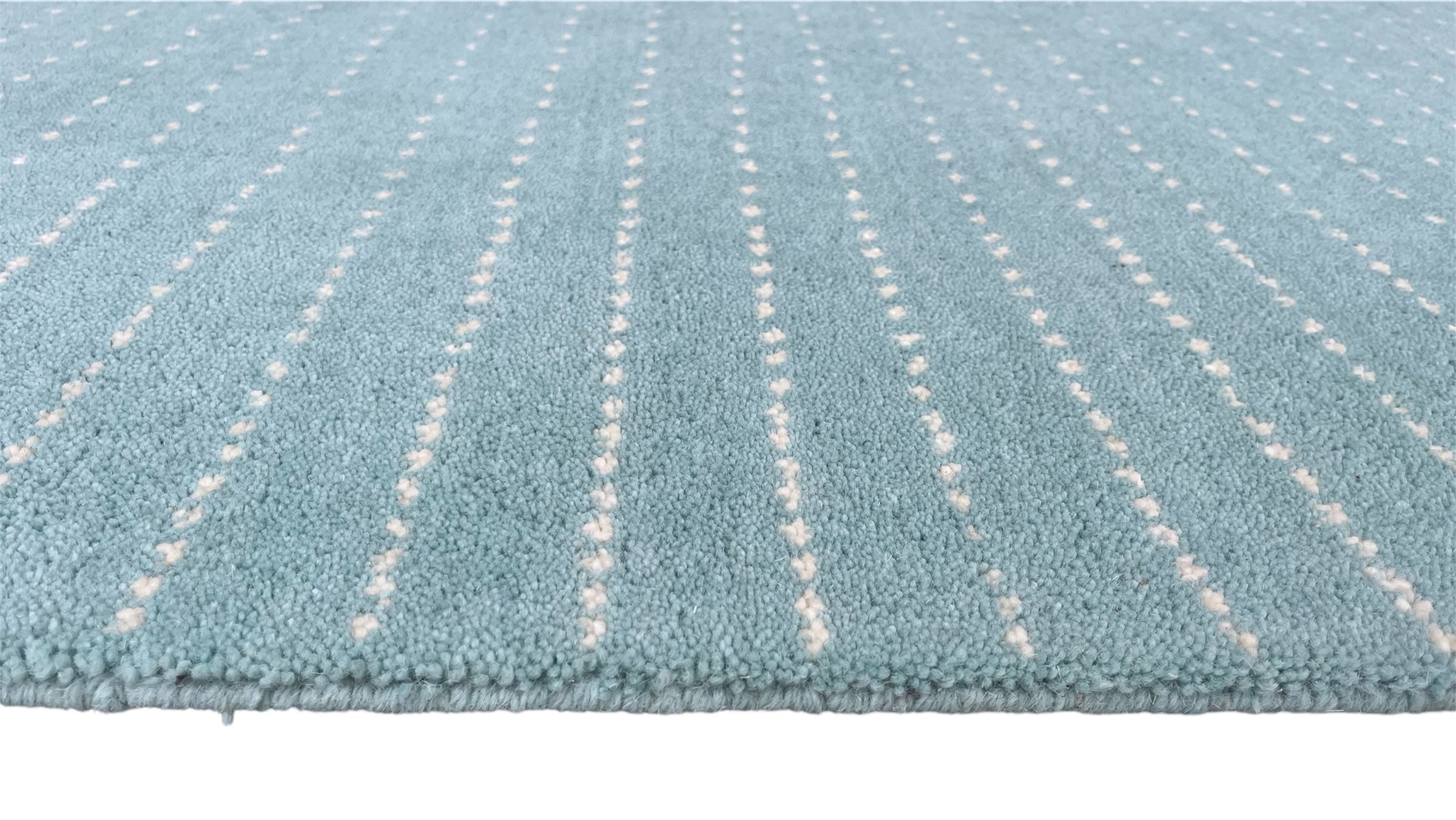 Aqua Graduated Polka Dot Hand Tufted Wool Rug