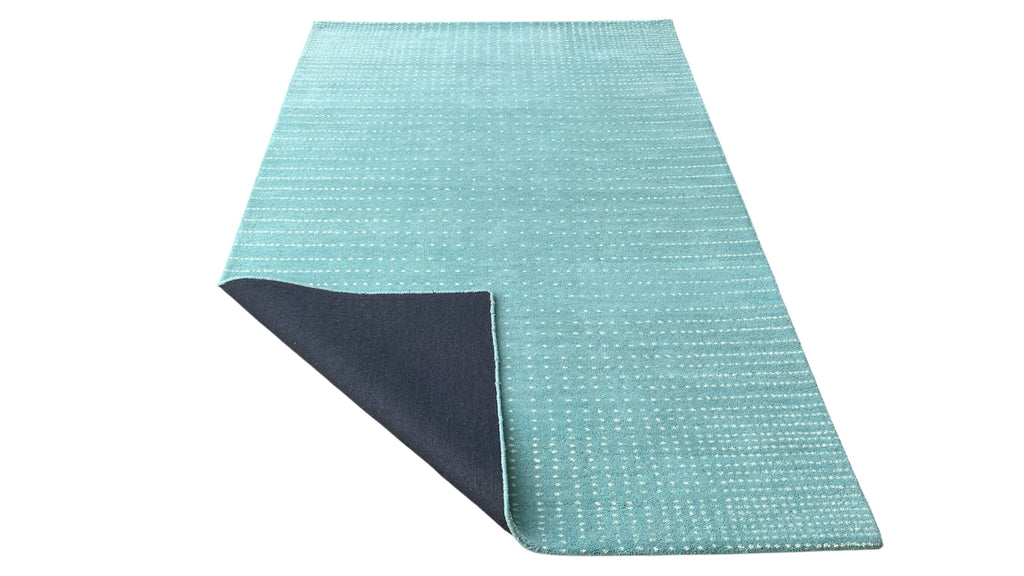 Aqua Graduated Polka Dot Hand Tufted Wool Rug