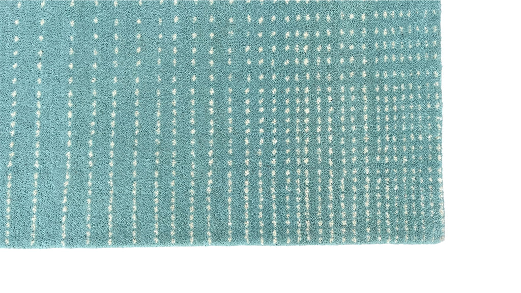 Aqua Graduated Polka Dot Hand Tufted Wool Rug