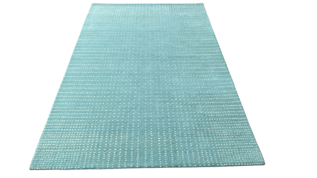 Aqua Graduated Polka Dot Hand Tufted Wool Rug