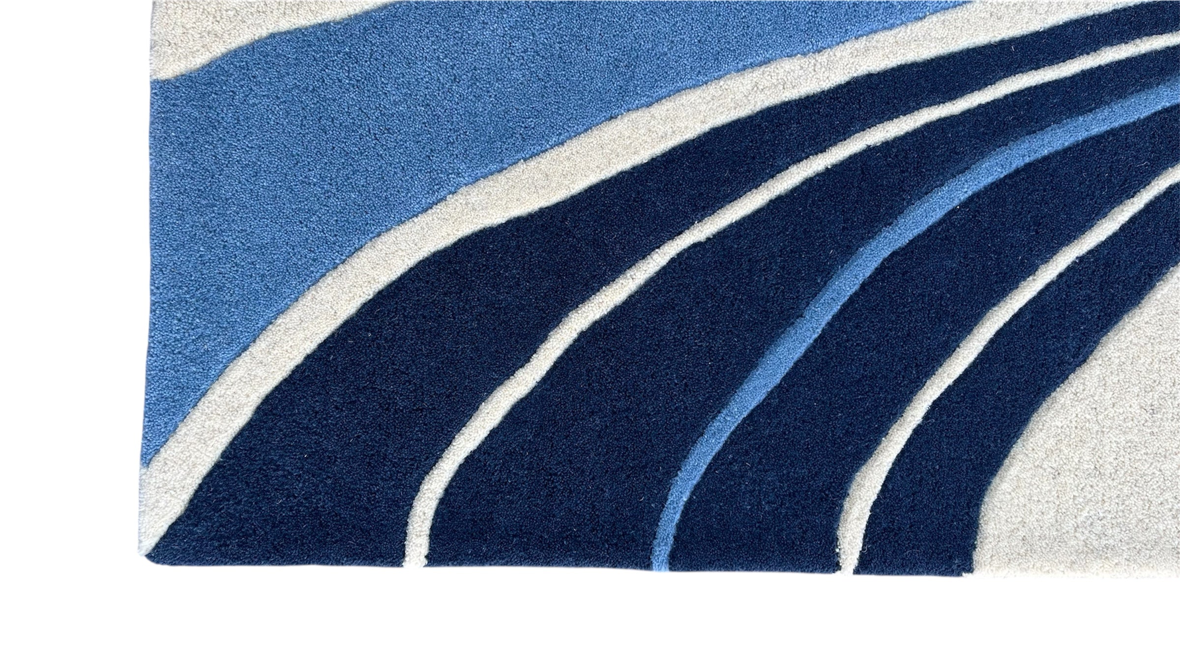 Aurora Abstract Swirl Hand Tufted Wool Rug Blue