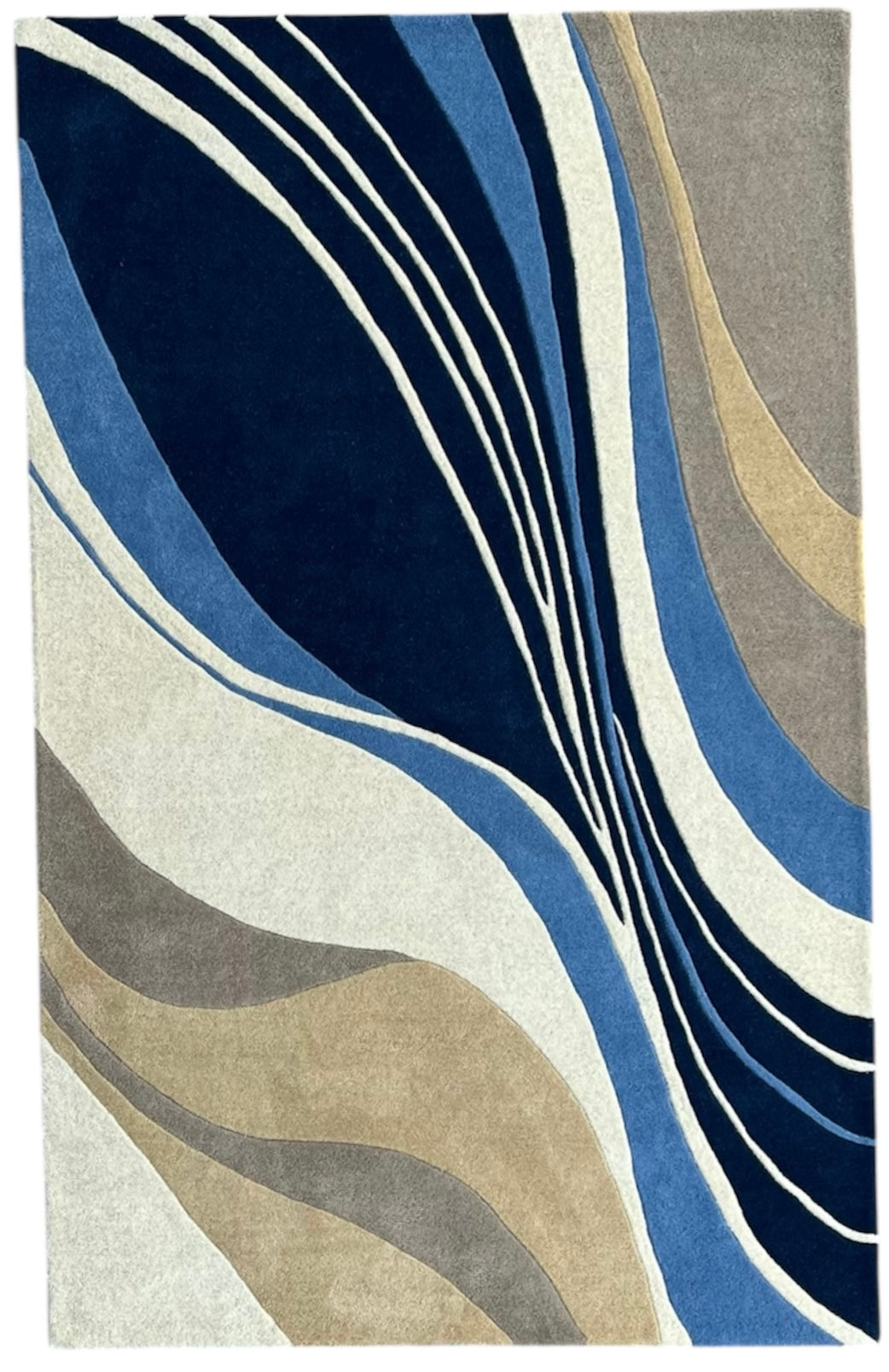 Aurora Abstract Swirl Hand Tufted Wool Rug Blue