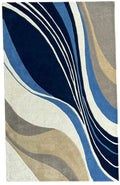 Aurora Abstract Swirl Hand Tufted Wool Rug Blue