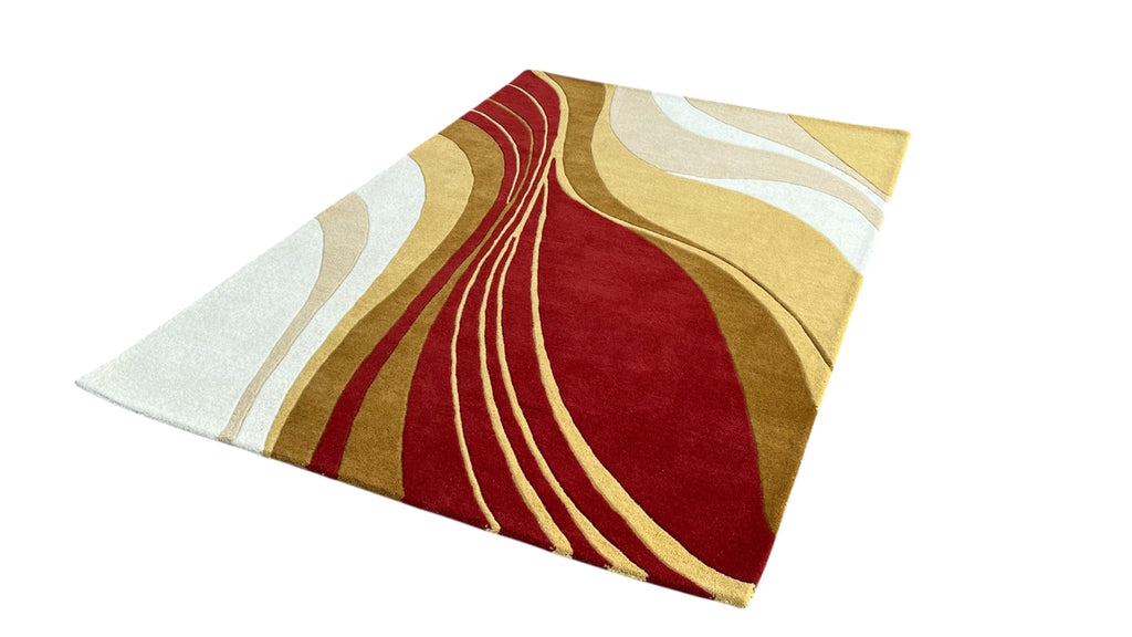 Aurora Abstract Swirl Hand Tufted Wool Rug Red