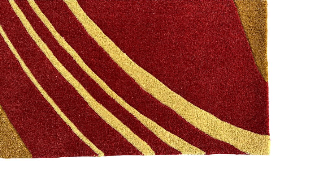 Aurora Abstract Swirl Hand Tufted Wool Rug Red
