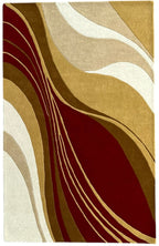 Aurora Abstract Swirl Hand Tufted Wool Rug Red