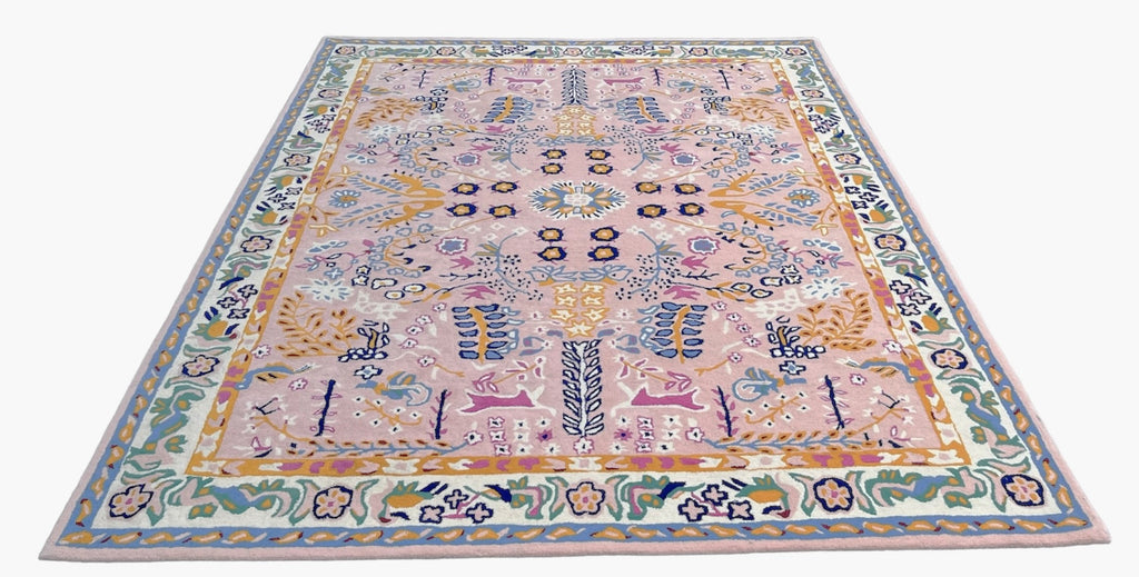 Avery Floral Hand Tufted Wool Rug Pink