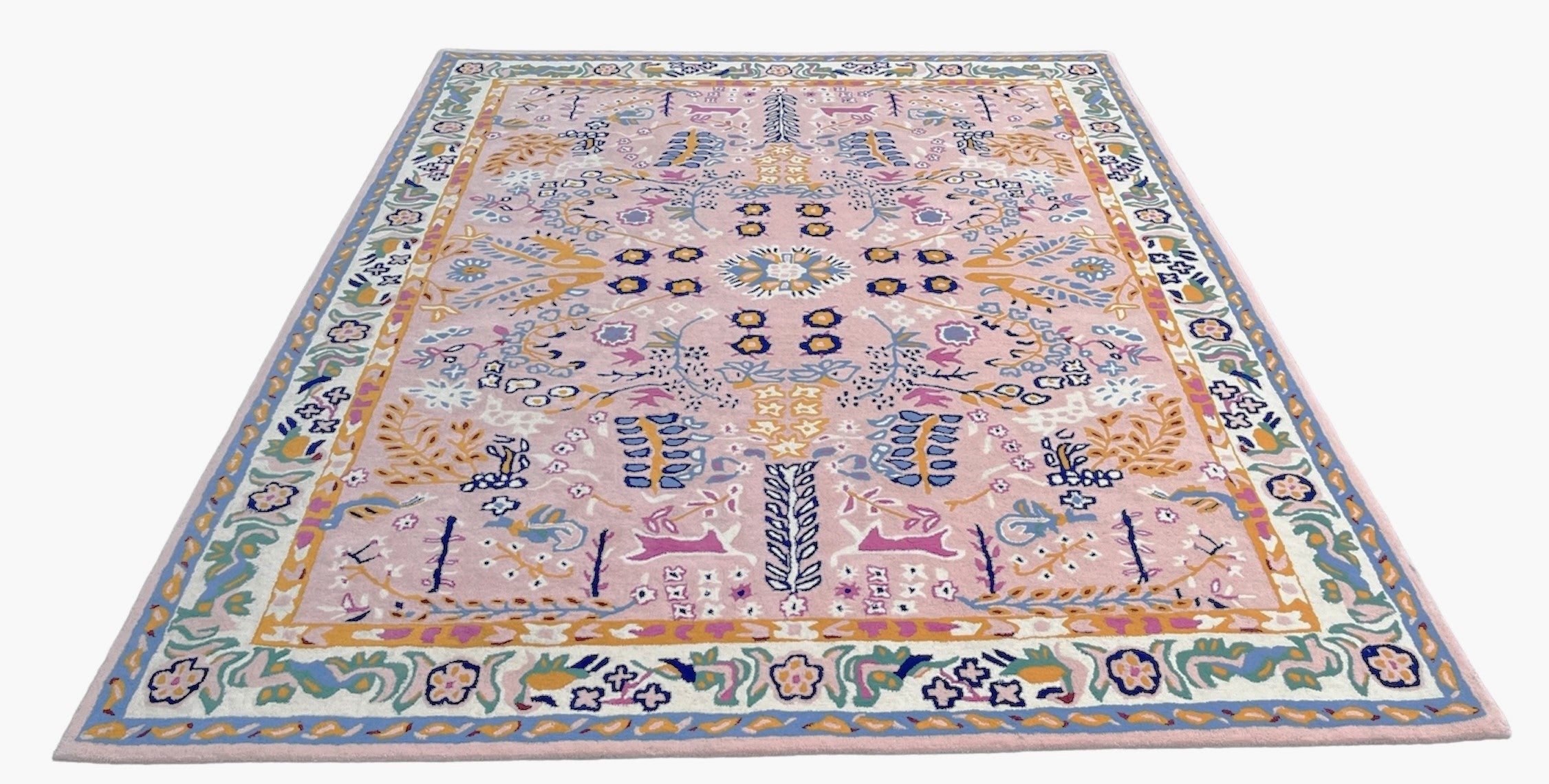 Avery Floral Hand Tufted Wool Rug Pink