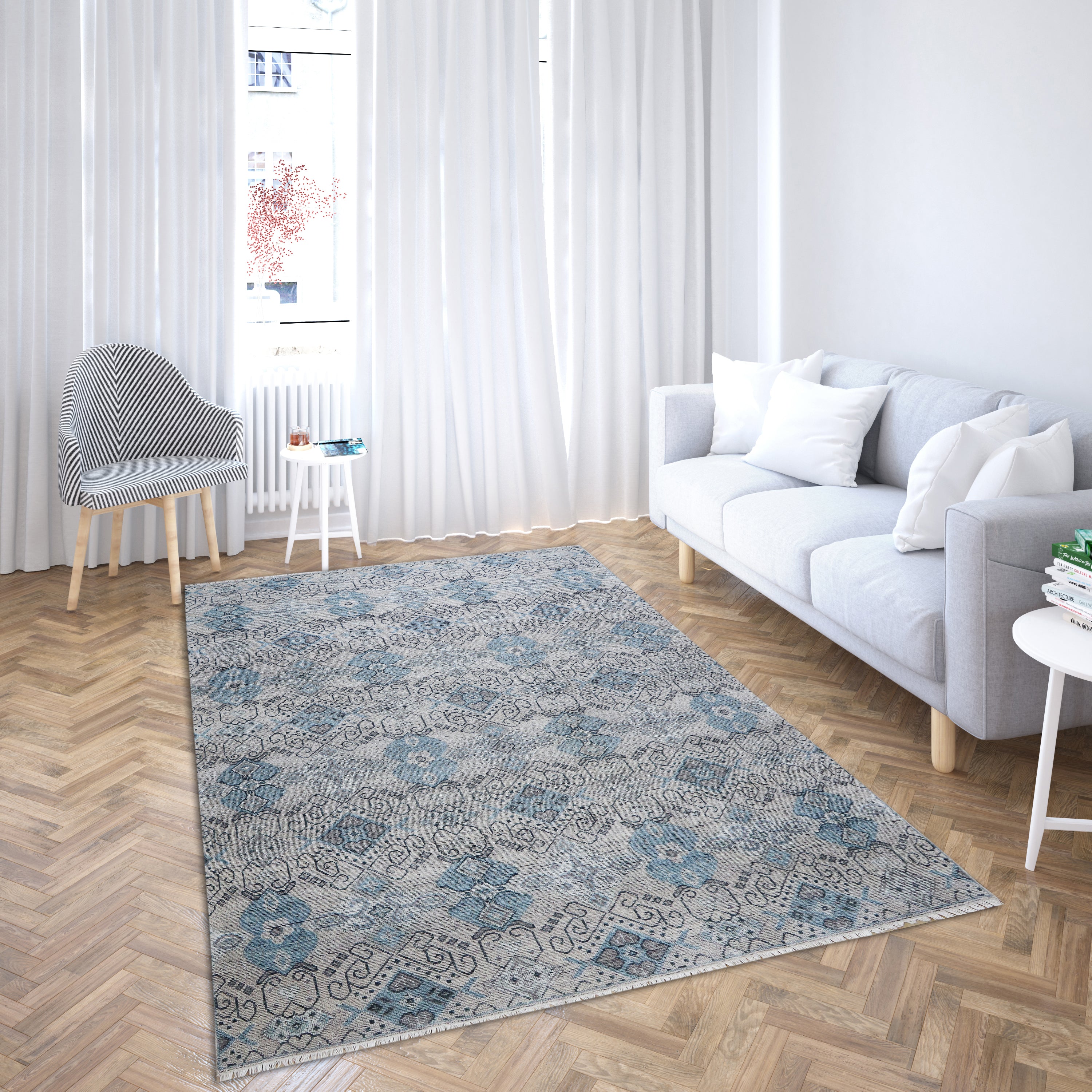 Baatha Hand Knotted Wool Rug Beige