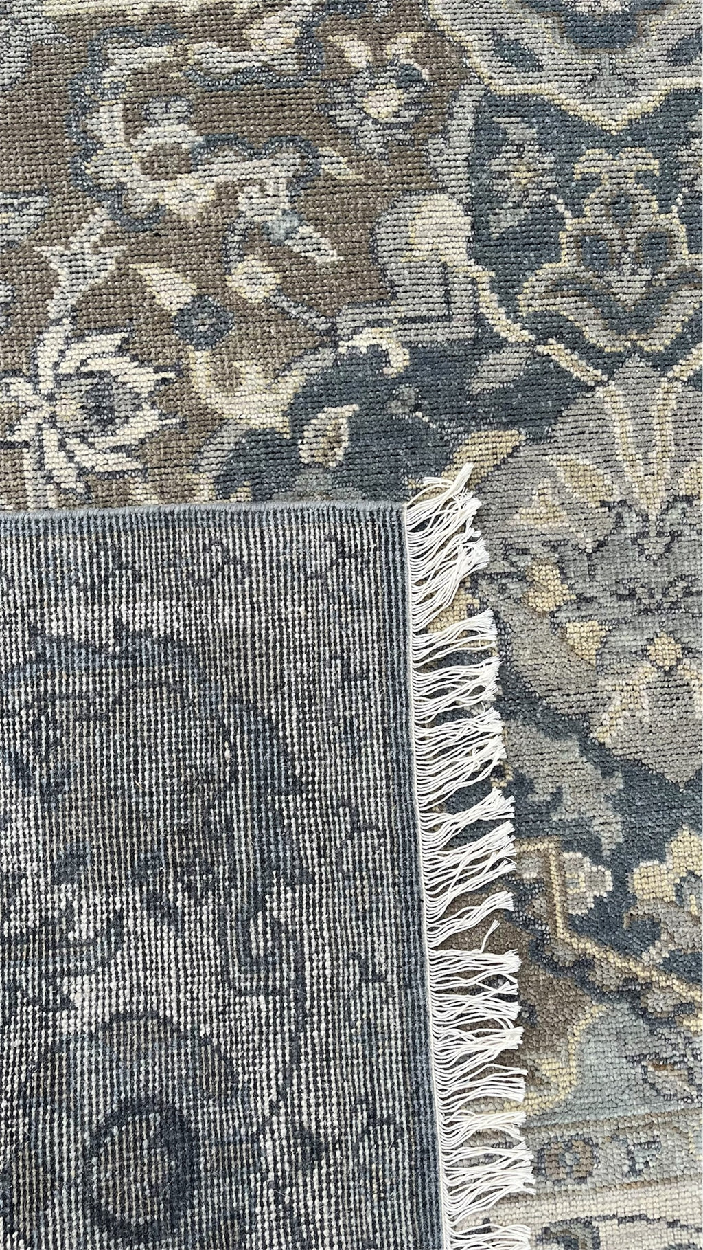Beena Hand Knotted Wool Rug Dark Teal Grey