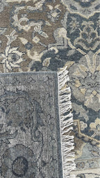 Beena Hand Knotted Wool Rug Dark Teal Grey