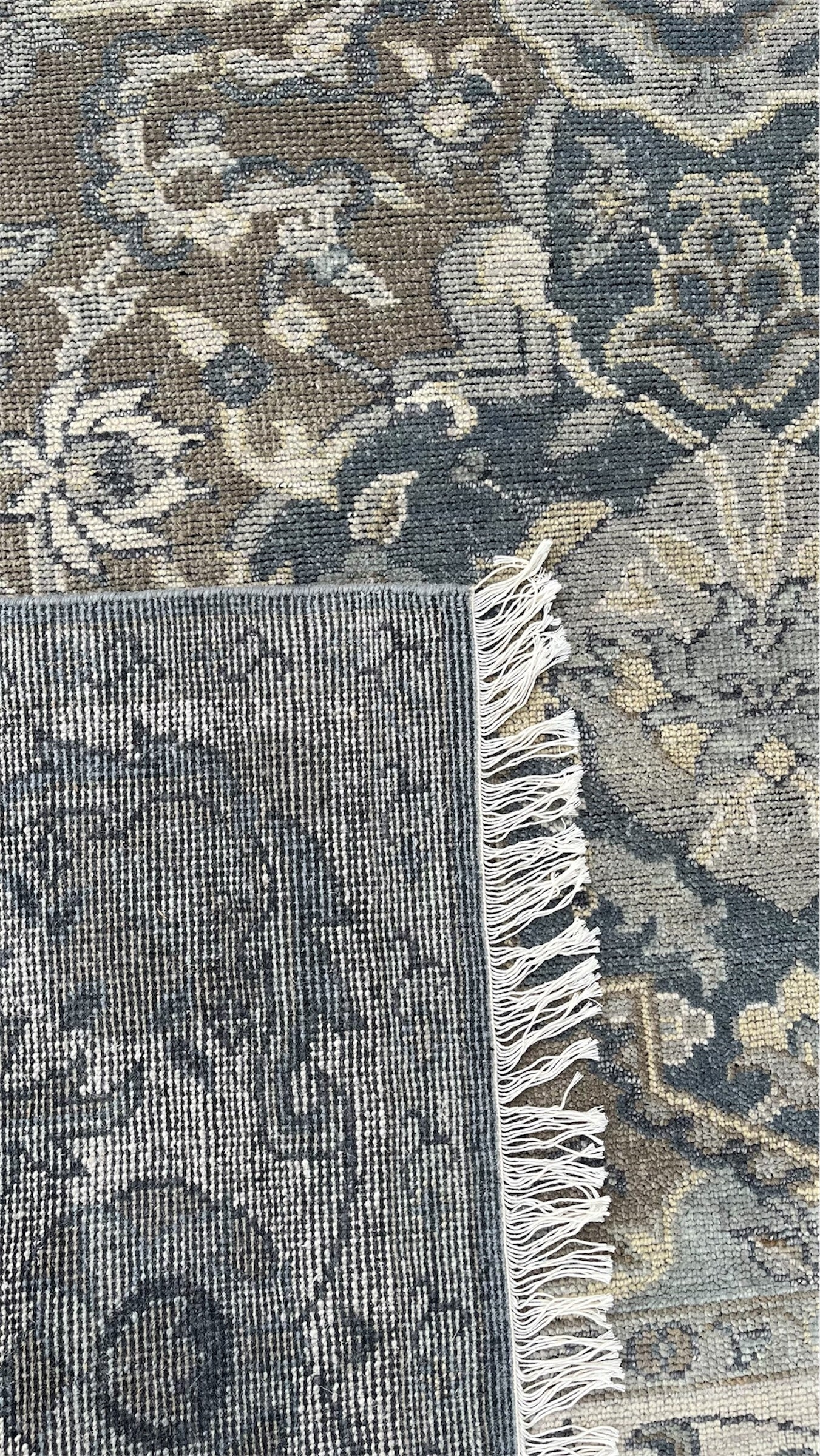 Beena Hand Knotted Wool Rug Dark Teal Grey