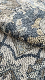 Beena Hand Knotted Wool Rug Dark Teal Grey