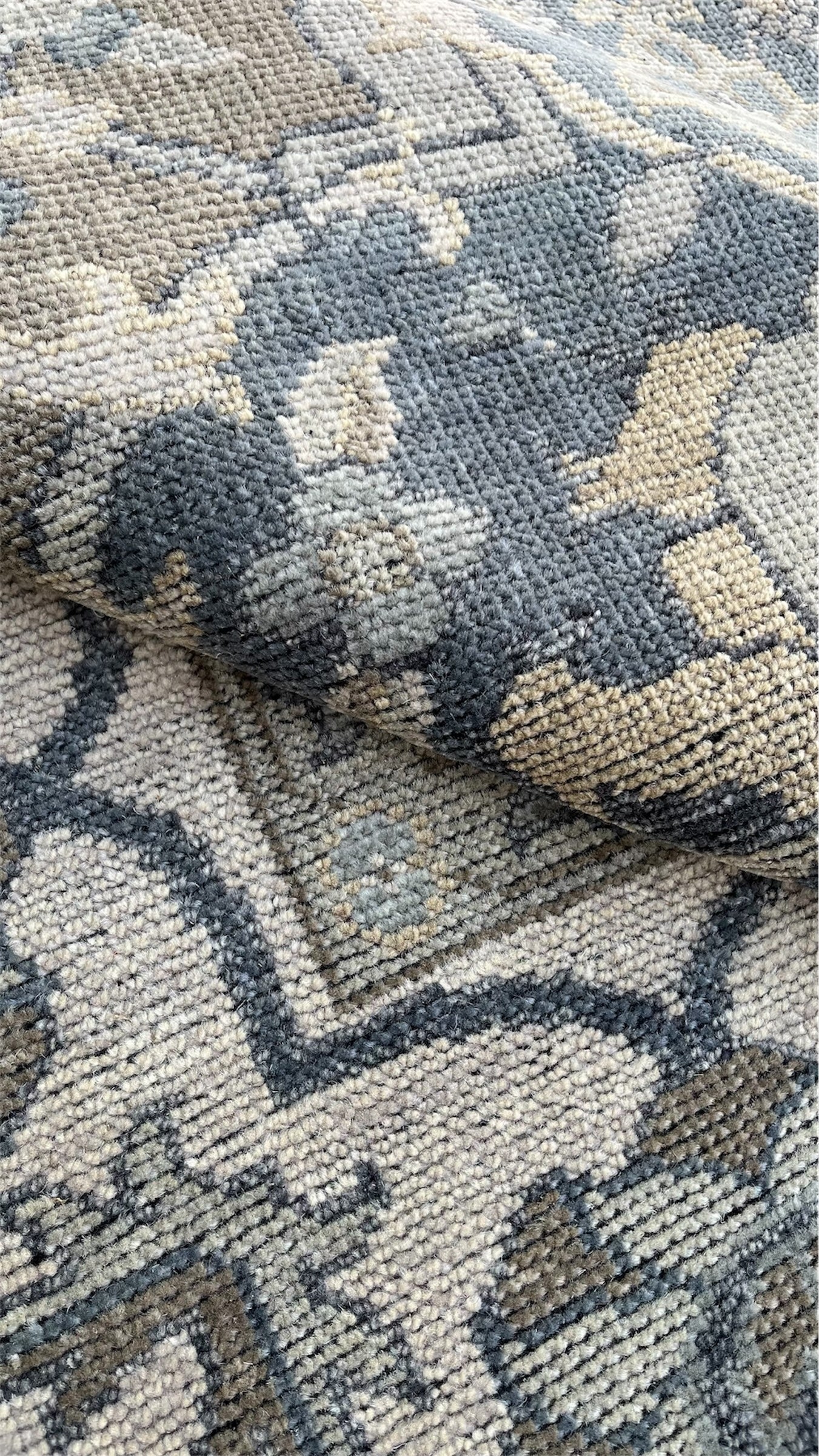 Beena Hand Knotted Wool Rug Dark Teal Grey