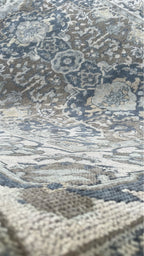 Beena Hand Knotted Wool Rug Dark Teal Grey