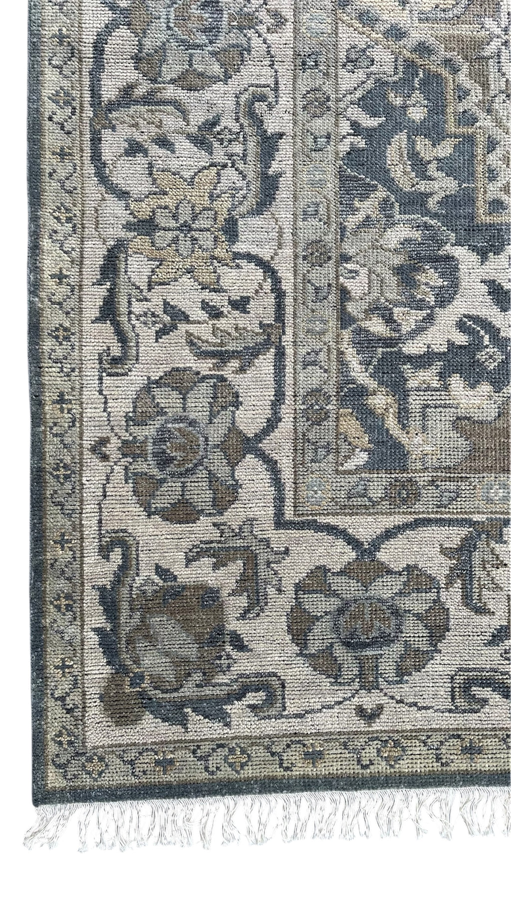 Beena Hand Knotted Wool Rug Dark Teal Grey