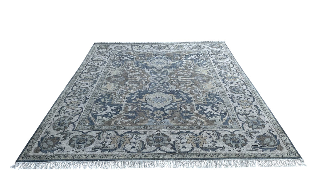 Beena Hand Knotted Wool Rug Dark Teal Grey