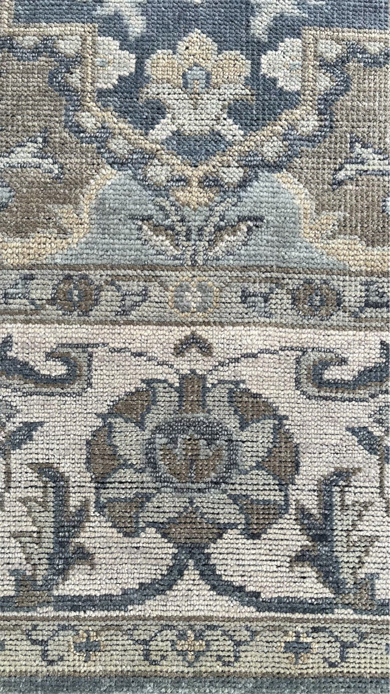 Beena Hand Knotted Wool Rug Dark Teal Grey