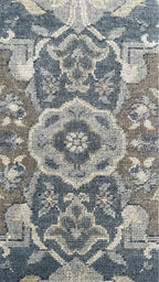 Beena Hand Knotted Wool Rug Dark Teal Grey