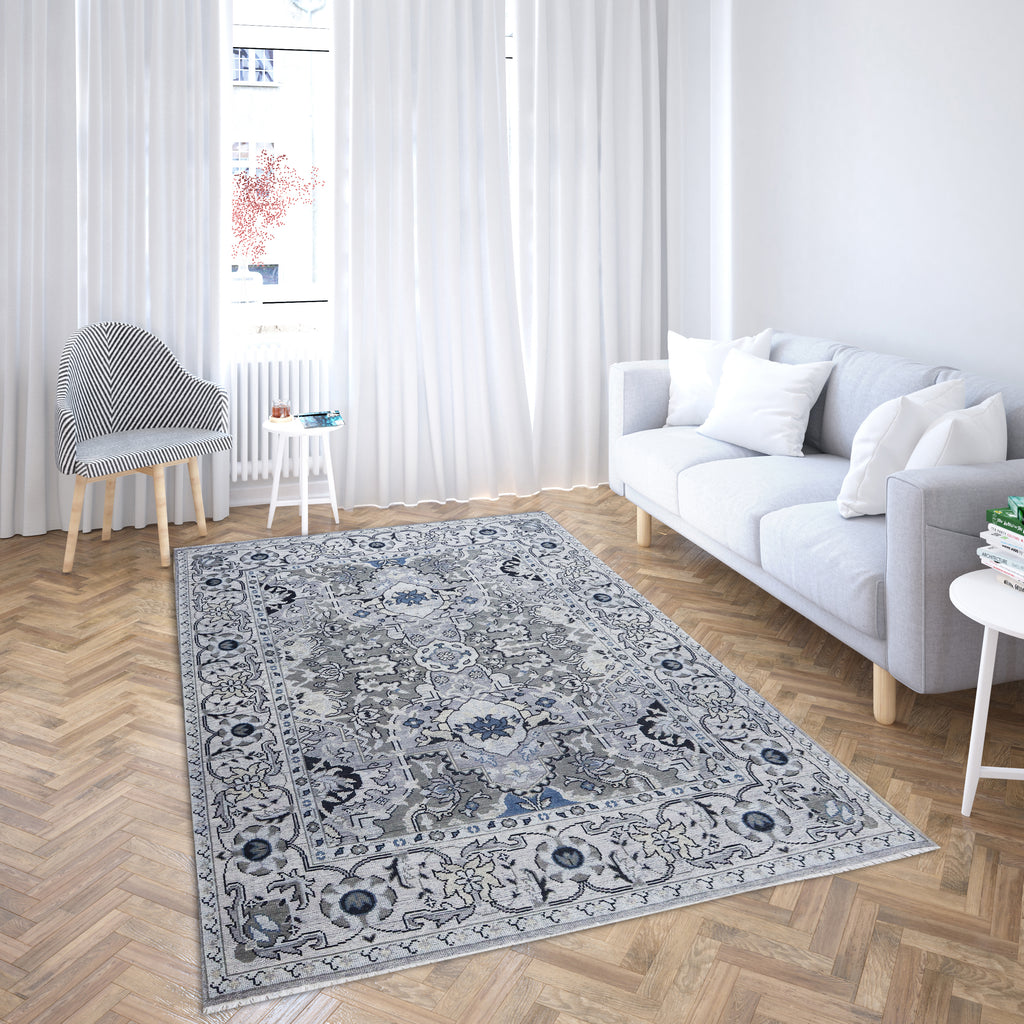 Beena Hand Knotted Wool Rug Grey