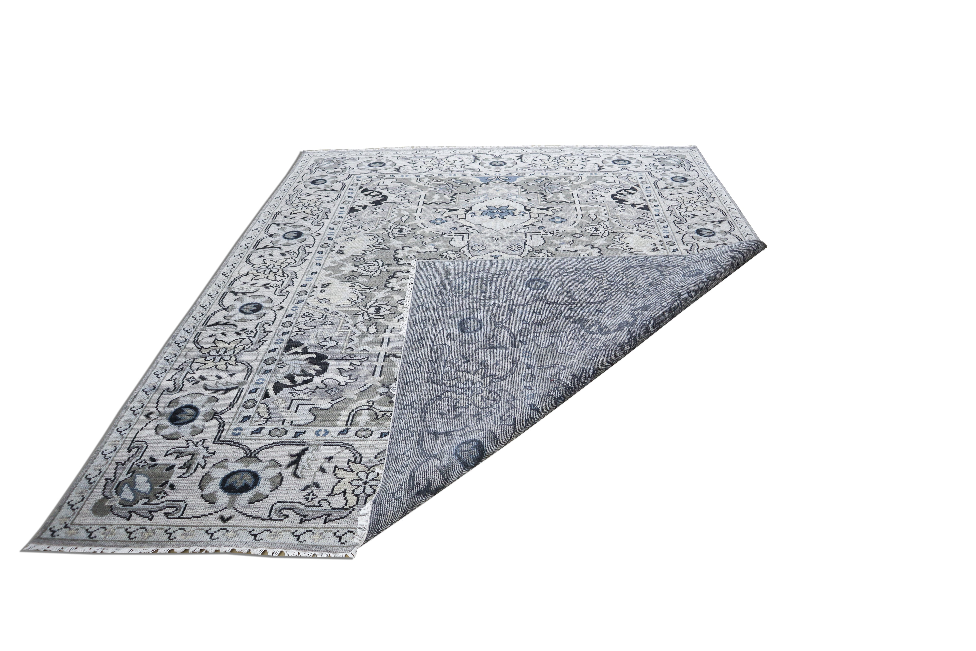 Beena Hand Knotted Wool Rug Grey