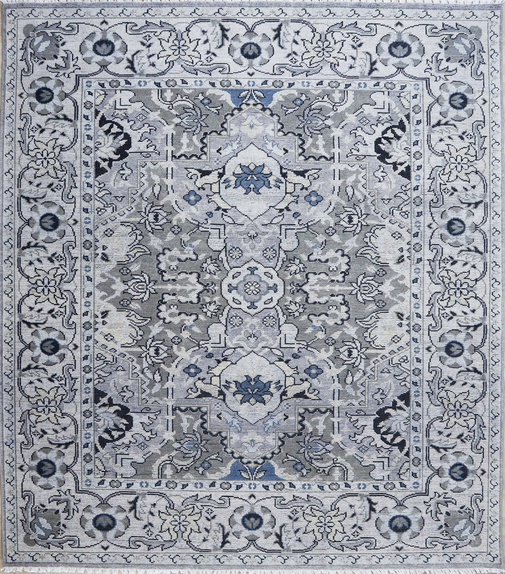 Beena Hand Knotted Wool Rug Grey