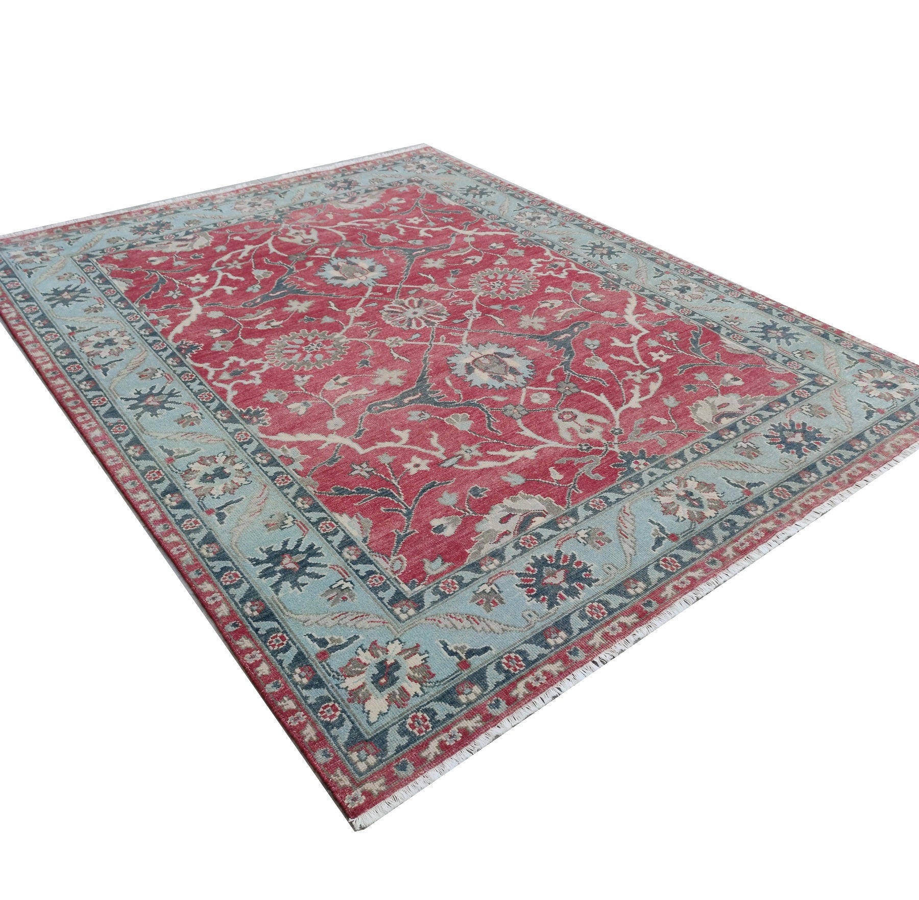 Blossom Hand Knotted Area Rug Red