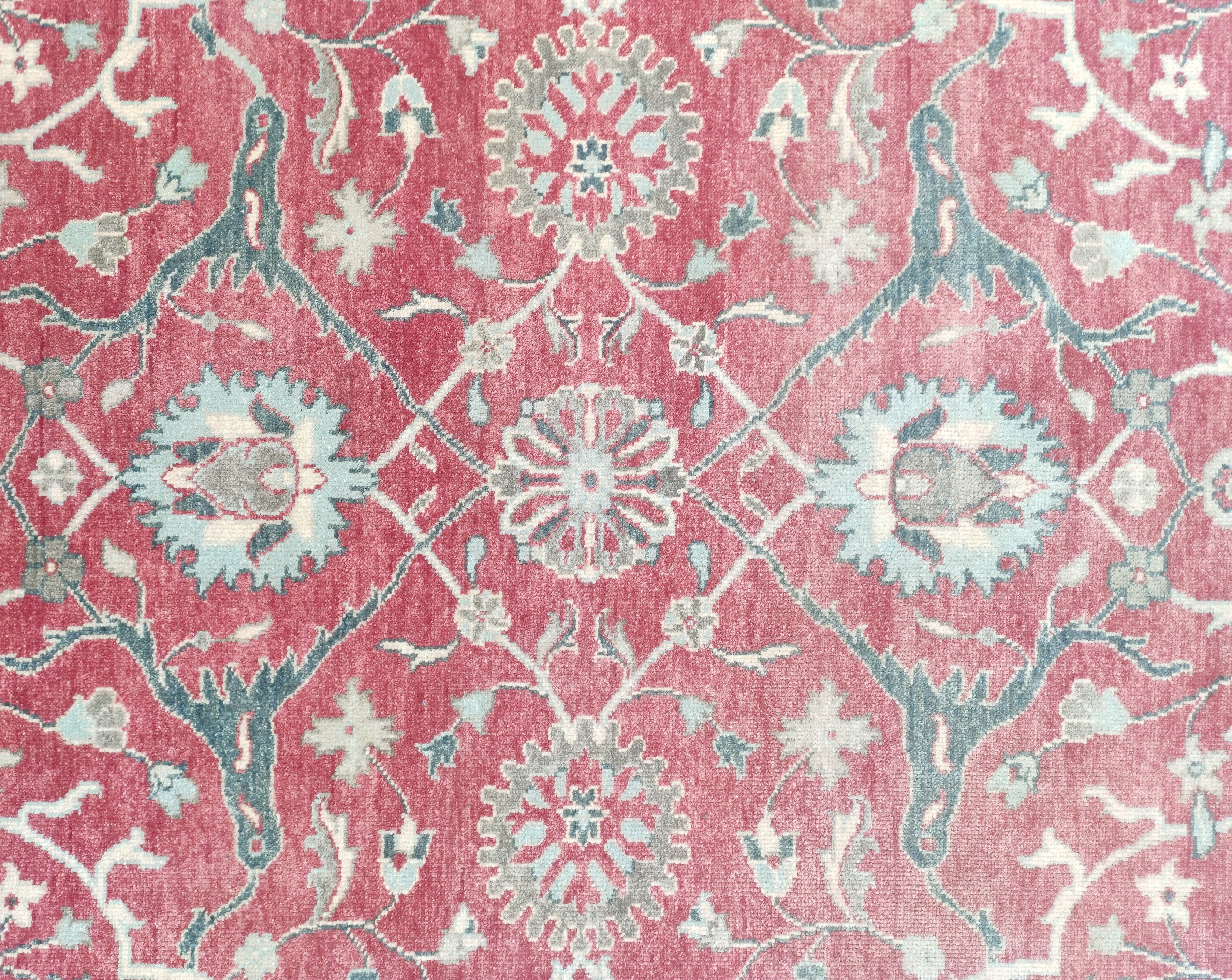 Blossom Hand Knotted Area Rug Red