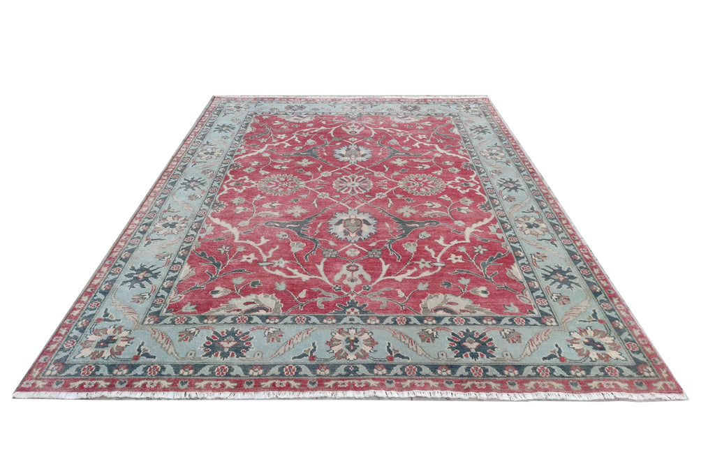 Blossom Hand Knotted Area Rug Red