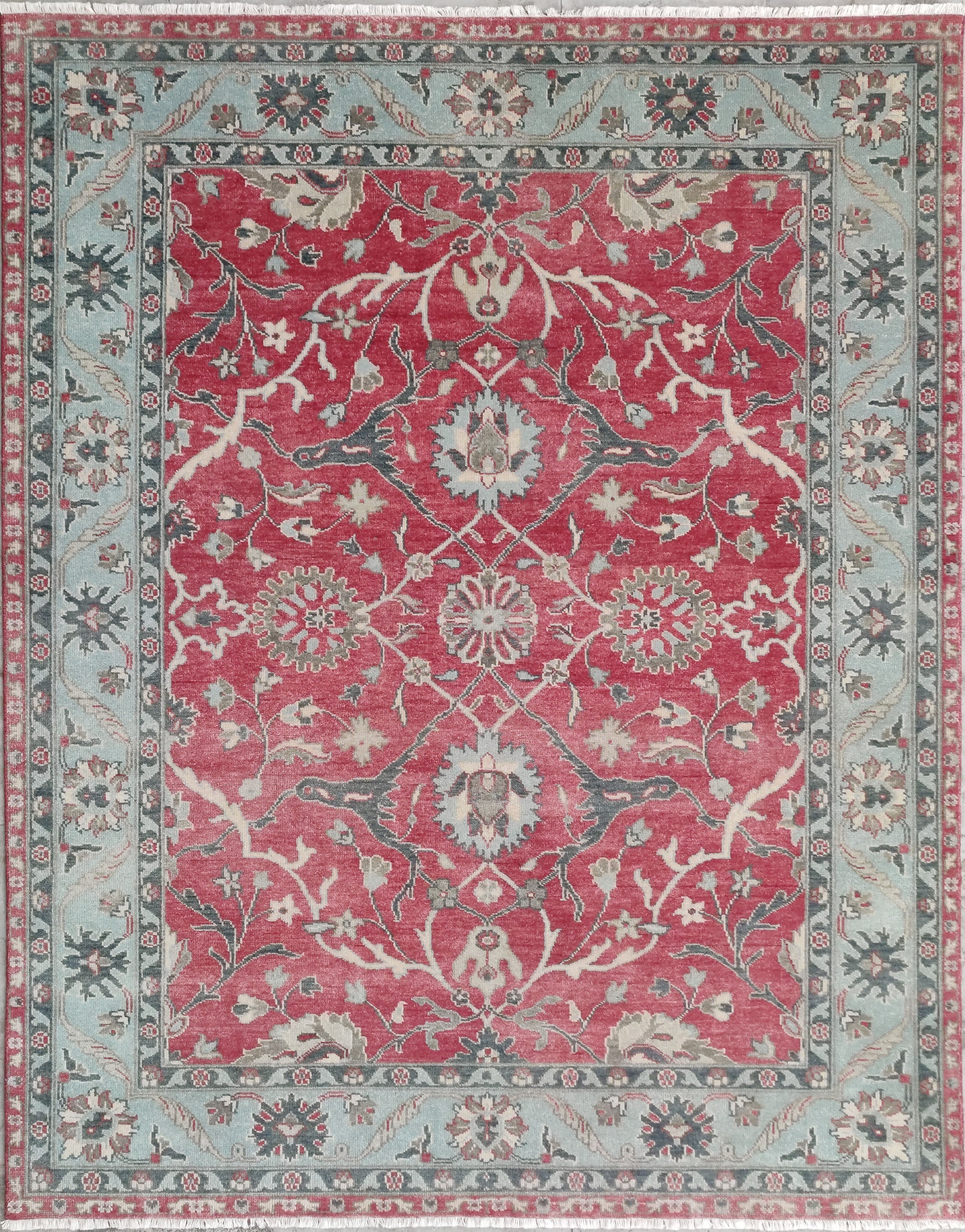 Blossom Hand Knotted Area Rug Red