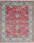 Blossom Hand Knotted Area Rug Red