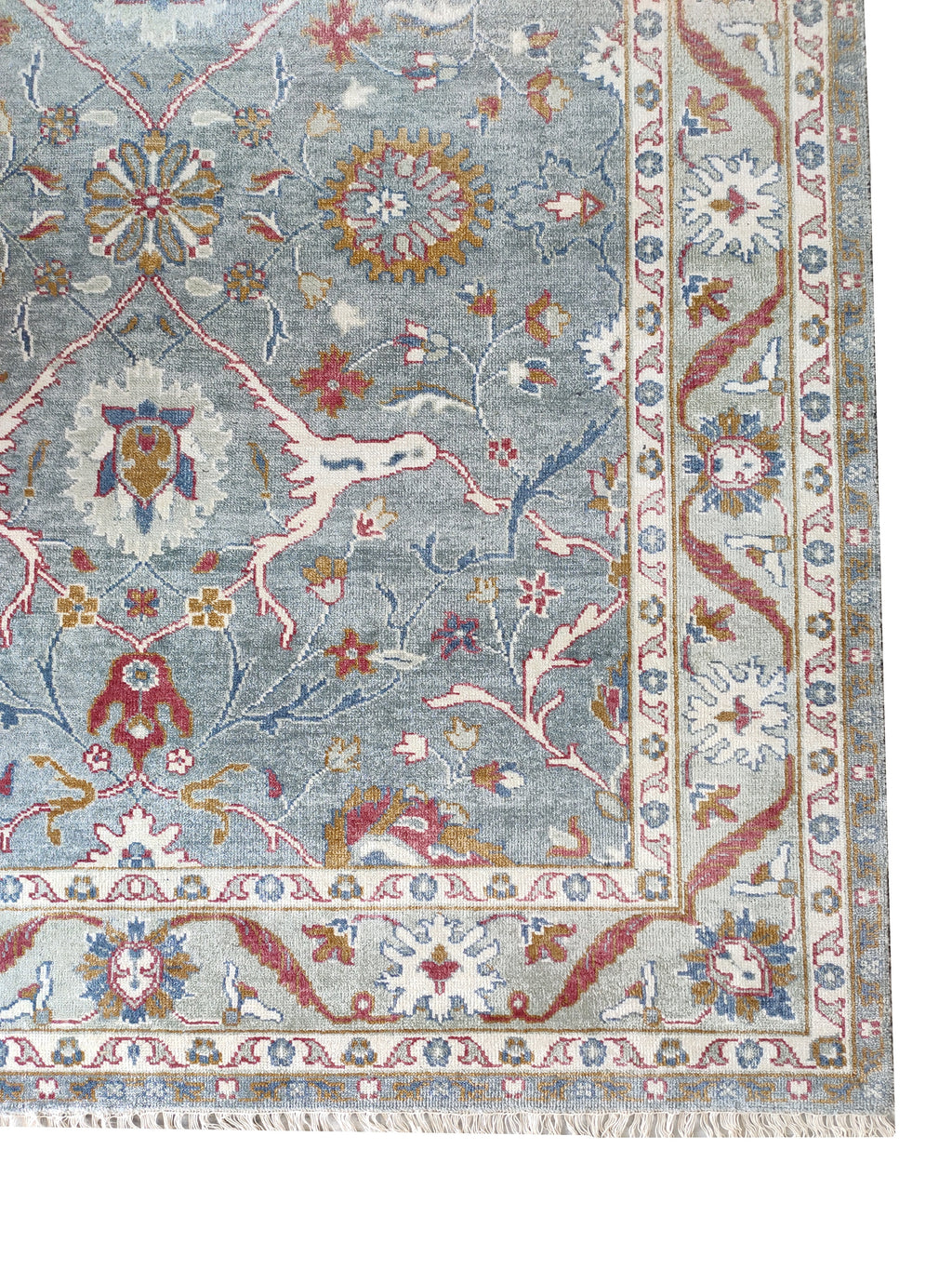Blossom Hand Knotted Area Rug Slate Blue
